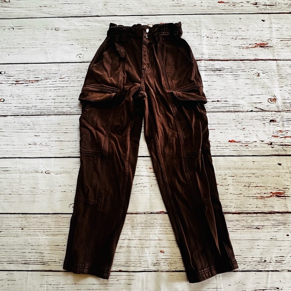 PacSun Brown Elastic Waist Cargo Pants! Size S - Picture 1 of 8